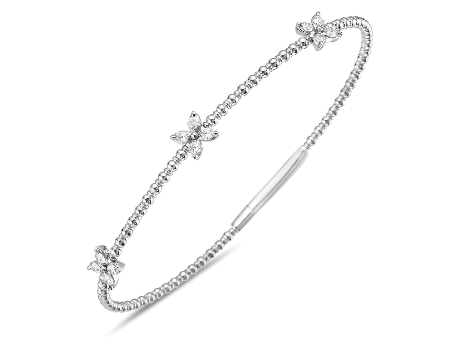 0.40Ct Diamond Flower Station Flexi Bangle