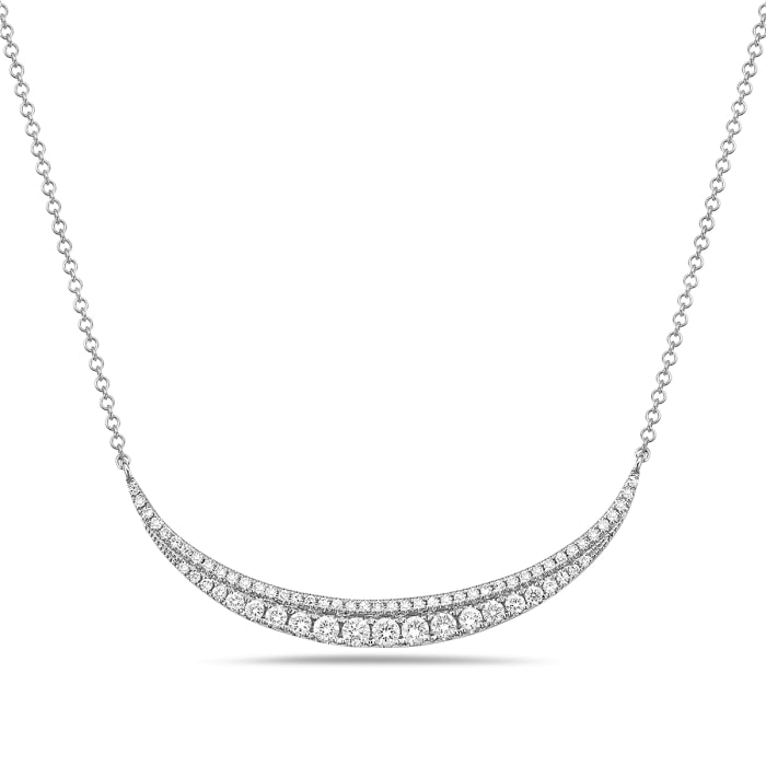 14 Karat White Gold Diamond Wide U Necklace