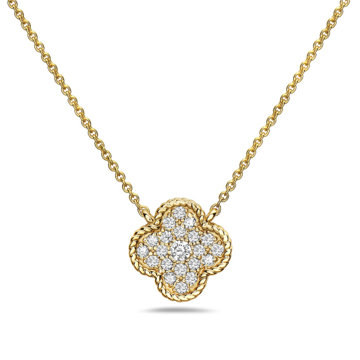 14 Karat  Gold Clover Diamond Necklace