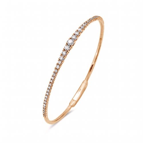 14K 1.00ctw Tapered Diamond Flexible Tennis Bangle