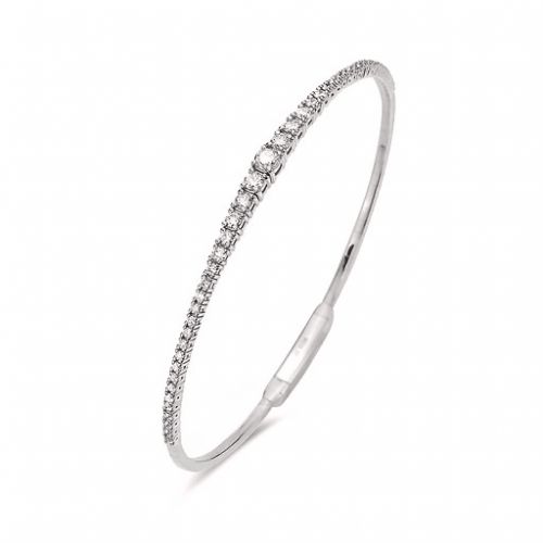 14K 1.00ctw Tapered Diamond Flexible Tennis Bangle