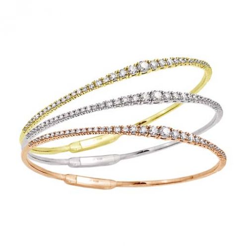 14K 1.00ctw Tapered Diamond Flexible Tennis Bangle