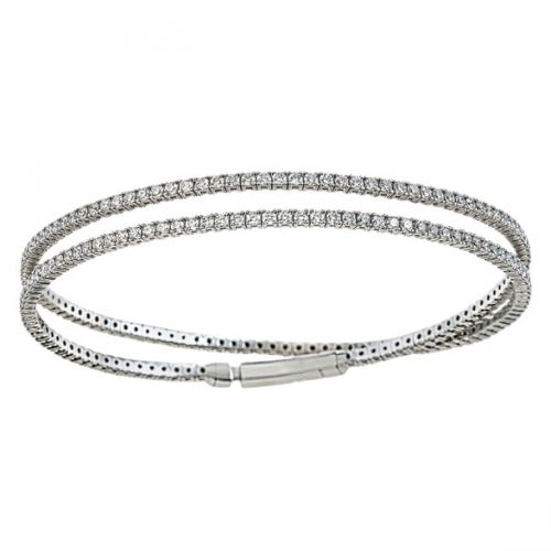 18k 3.25ctw Diamond Flexible Wrap Around Tennis Bangle