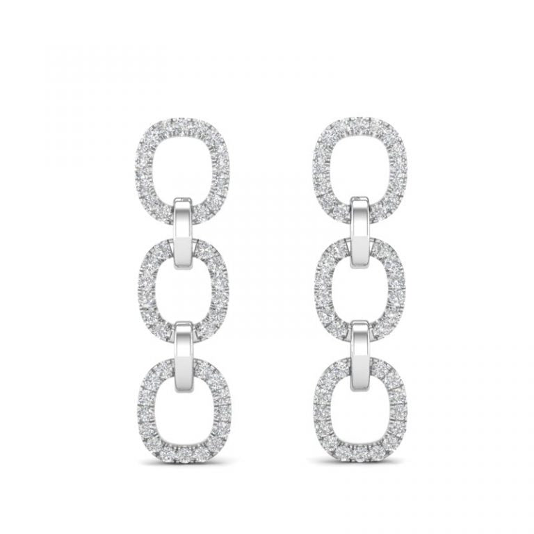 14K DIAMOND LINK EARRINGS