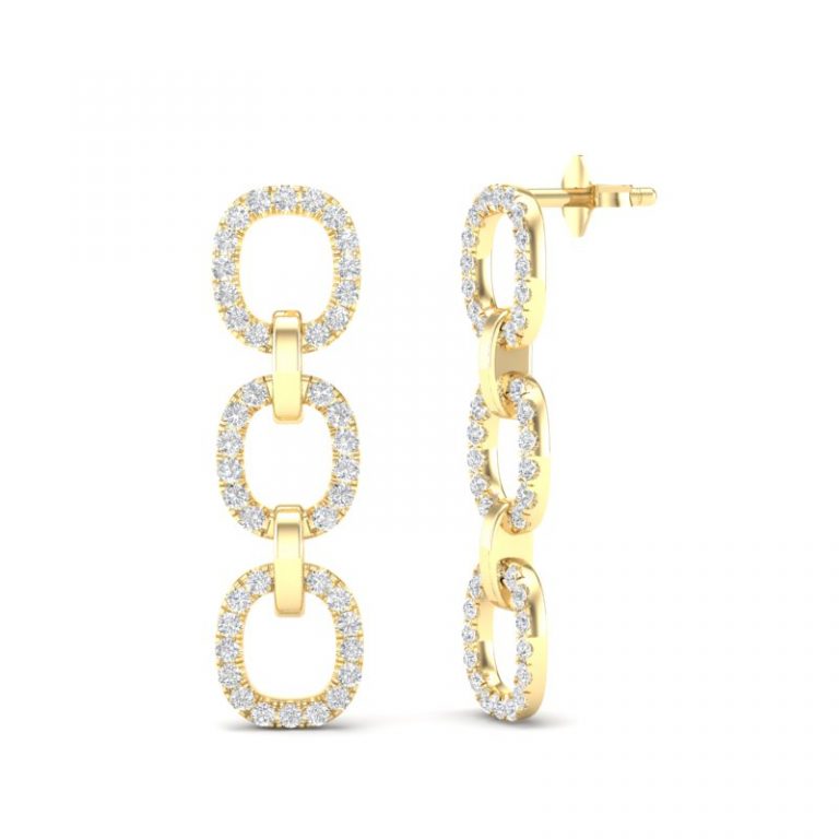 14K DIAMOND LINK EARRINGS