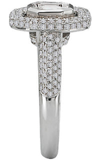 18K White Gold Pave Diamond Halo Engagement Ring - Crestwood Jewelers