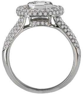 18K White Gold Pave Diamond Halo Engagement Ring - Crestwood Jewelers