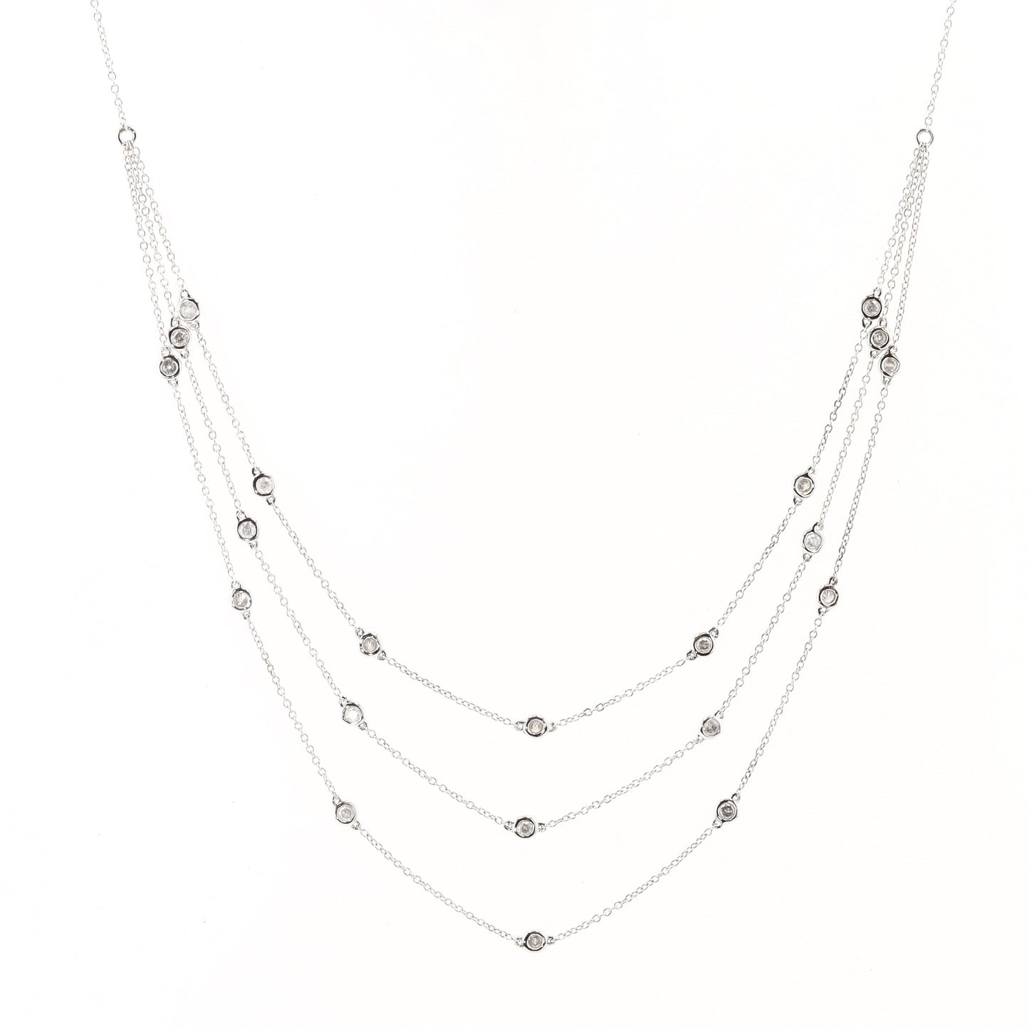 14K 3/4CT Diamond 3 Stand Necklace