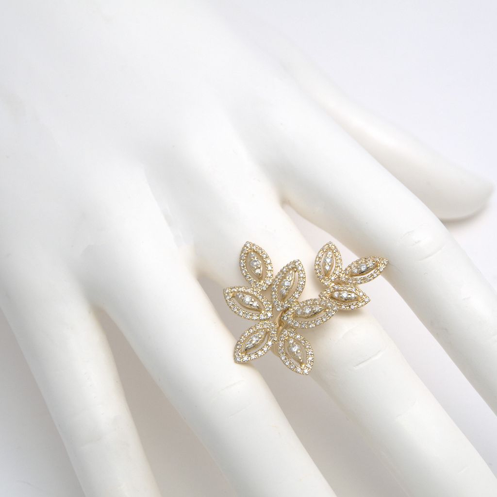 14K Yellow Gold Diamond Petals Ring