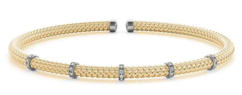 Woven Diamond Bangle Bracelet - Crestwood Jewelers