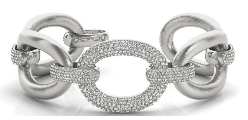 14K Italian Pave Diamond Link Bracelet - Crestwood Jewelers