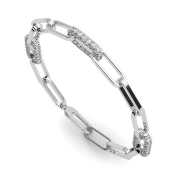 14k Pave Diamond Paperclip Bracelet