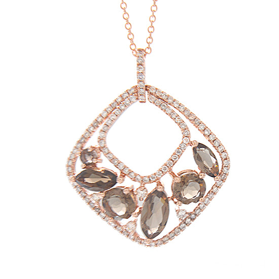 14K Rose Gold 2.51cttw Diamond and Smokey Quartz - Crestwood Jewelers