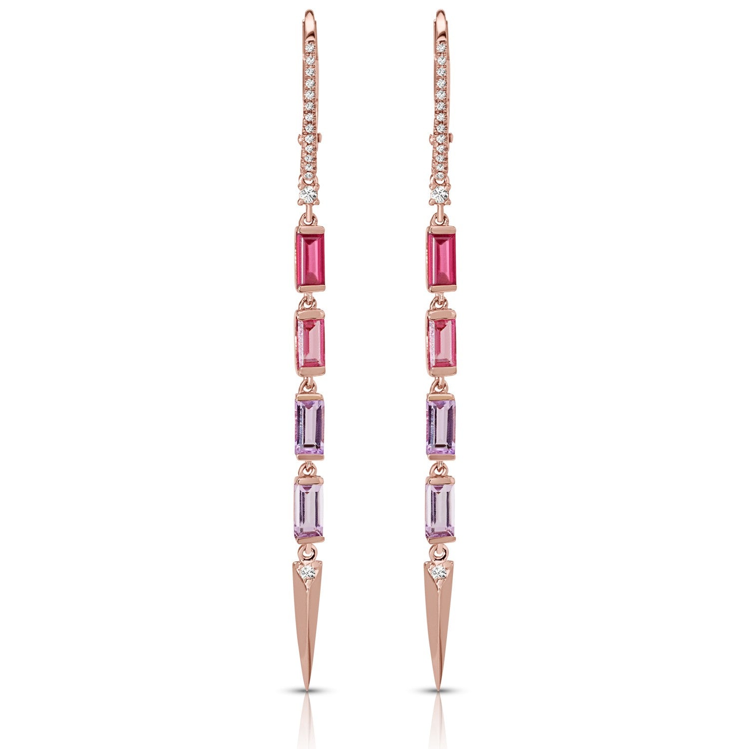 14L Rose Gold Couture Gemstone Earrings - Crestwood Jewelers