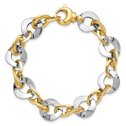 14k Two-tone Polished Fancy Link Bracelet