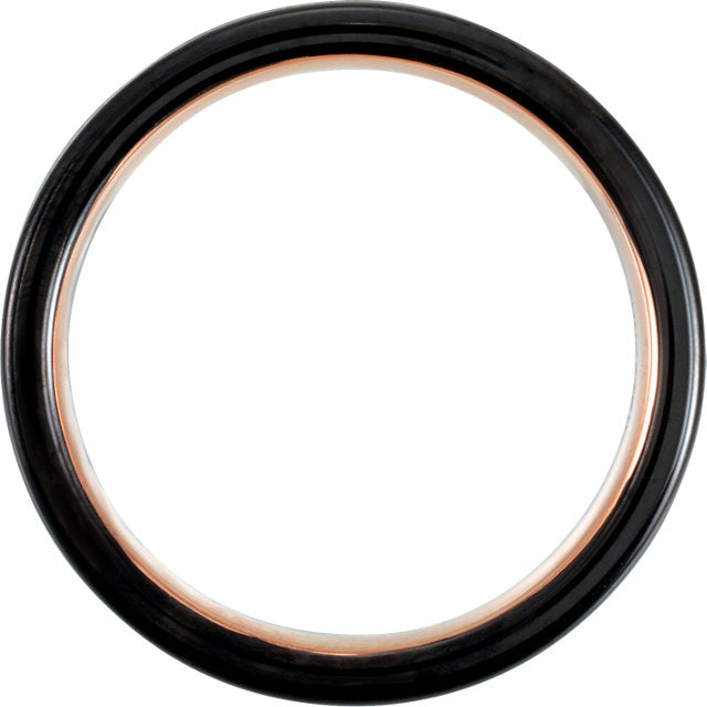 Black & 18K Rose Gold PVD Tungsten 6 mm Band Size 10 - Crestwood Jewelers