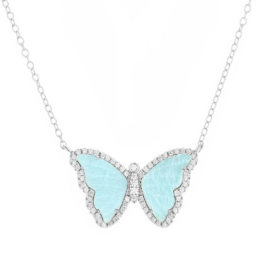 KAMARIA AMAZONITE BUTTERFLY NECKLACE WITH CRYSTALS