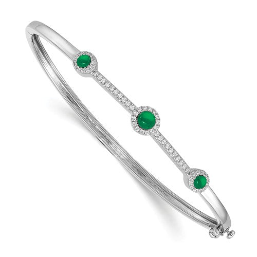 14k White Gold Diamond And Cabachon Bangle - Crestwood Jewelers