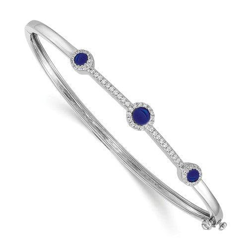 14k White Gold Diamond And Cabachon Bangle - Crestwood Jewelers