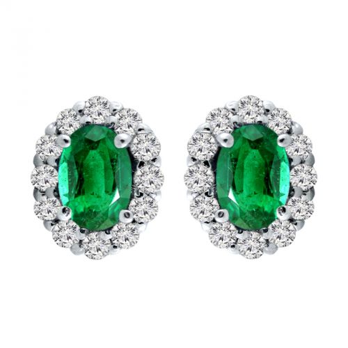 14k Emerald And Diamond Earrings - Crestwood Jewelers