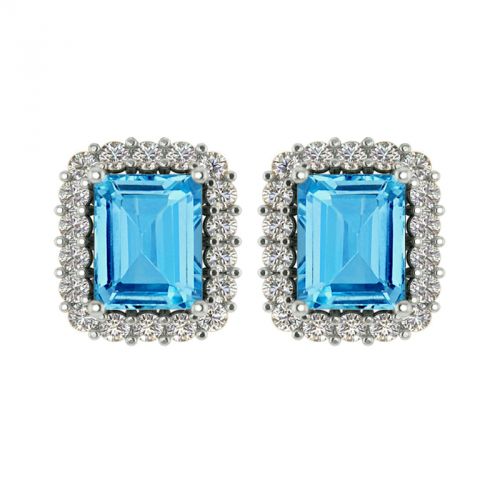 14k Blue Topaz And Diamond Earring - Crestwood Jewelers