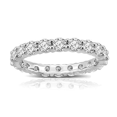 14K White Gold 2CT Shared Prong Eternity Band - Crestwood Jewelers