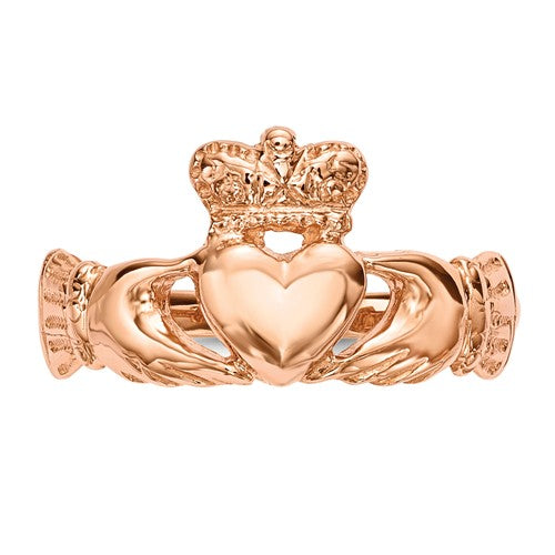 14k Rose Gold Polished Claddagh Ring - Crestwood Jewelers
