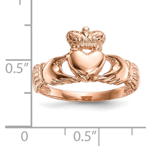 14k Rose Gold Polished Claddagh Ring - Crestwood Jewelers
