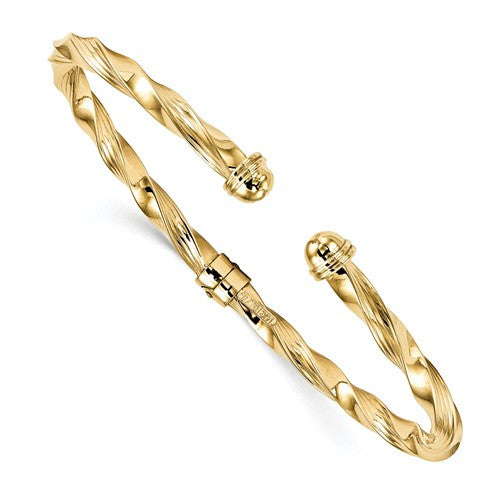 14k Polished Textured Hinge Cuff Bangle - Crestwood Jewelers