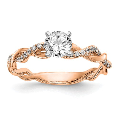 14k Rose Gold Criss-Cross Diamond Engagement Ring 0.61CTTW - Crestwood Jewelers