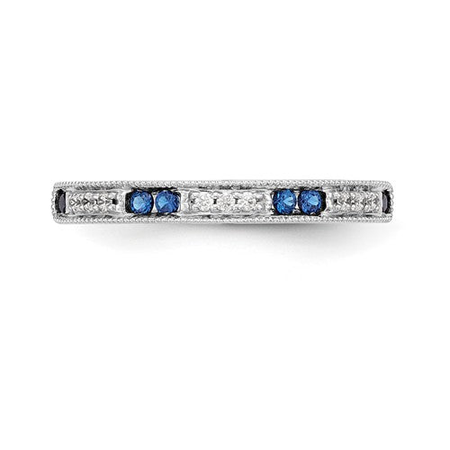 14k White Gold Diamond With Sapphire Band - Crestwood Jewelers