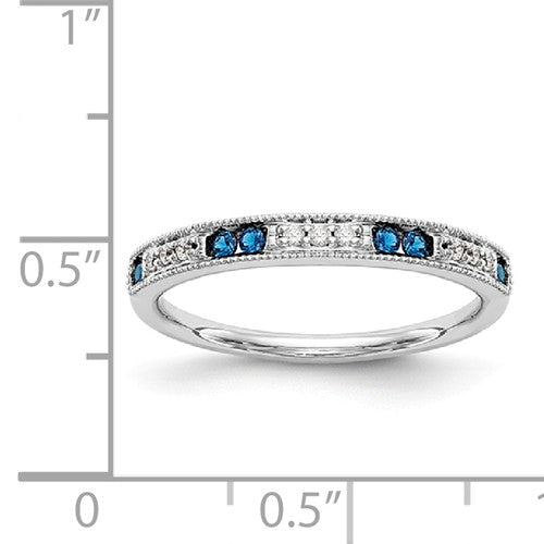 14k White Gold Diamond With Sapphire Band - Crestwood Jewelers