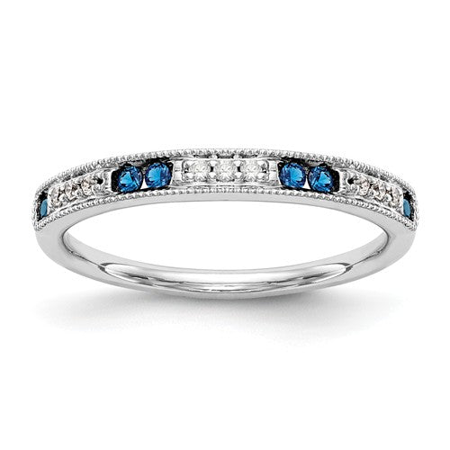 14k White Gold Diamond With Sapphire Band - Crestwood Jewelers