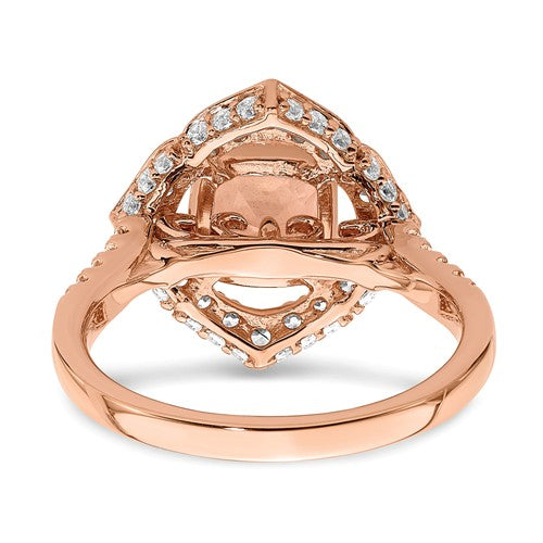 14k Rose Gold Morganite Diamond Halo Engagement Ring - Crestwood Jewelers