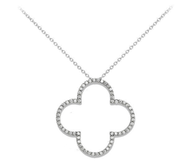 14kw Medium Diamond Quatrefoil Design Necklace - Crestwood Jewelers