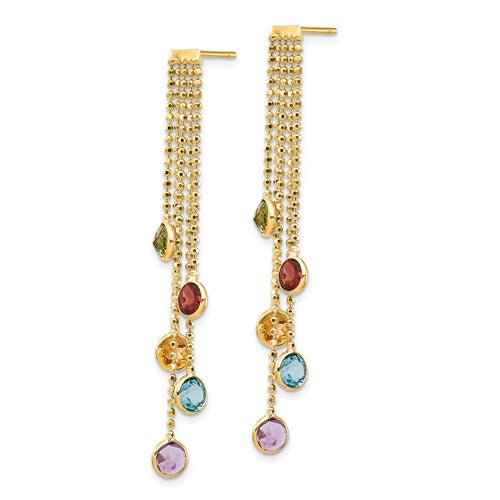 14k Multi-Colored Gemstone Dangle Earrings - Crestwood Jewelers