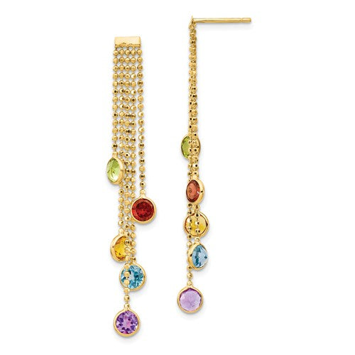 14k Multi-Colored Gemstone Dangle Earrings - Crestwood Jewelers