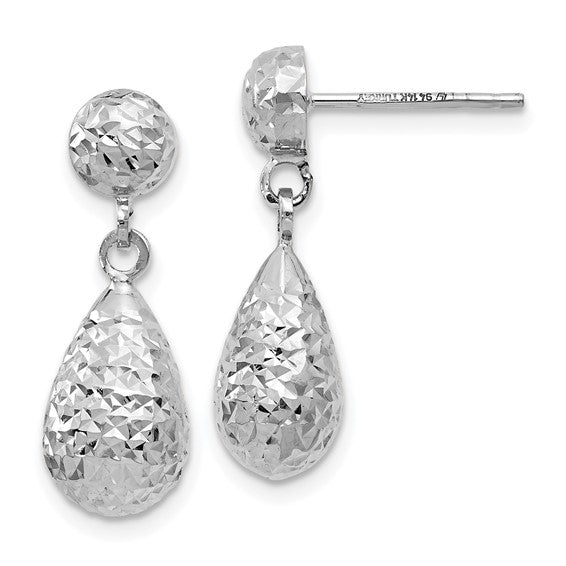 14K Diamond Cut Teardrop Earrings
