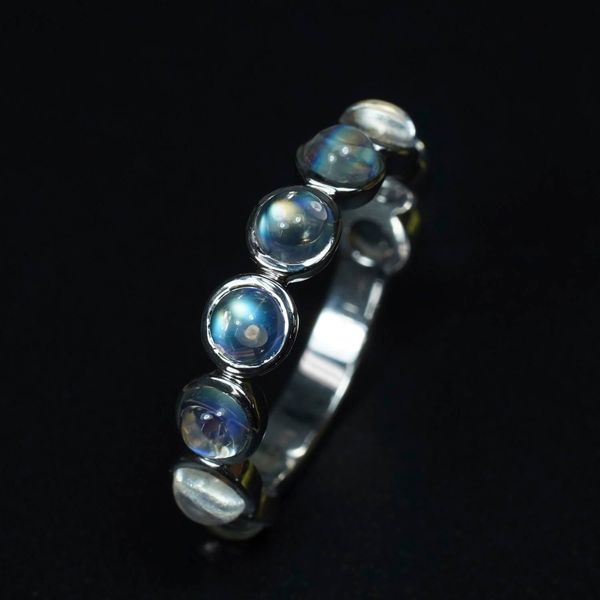 Handmade 4MM Moonstone 3/4 Eternity Band