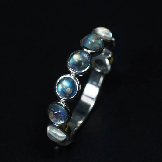 Handmade 4MM Moonstone 3/4 Eternity Band