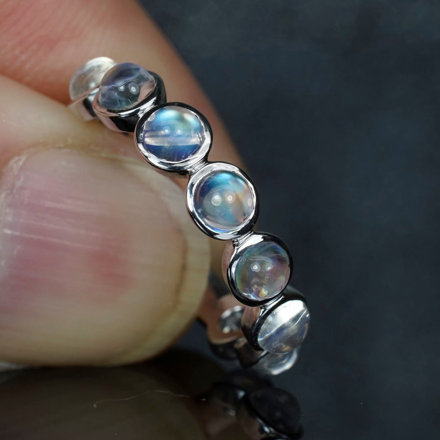 Handmade 4MM Moonstone 3/4 Eternity Band