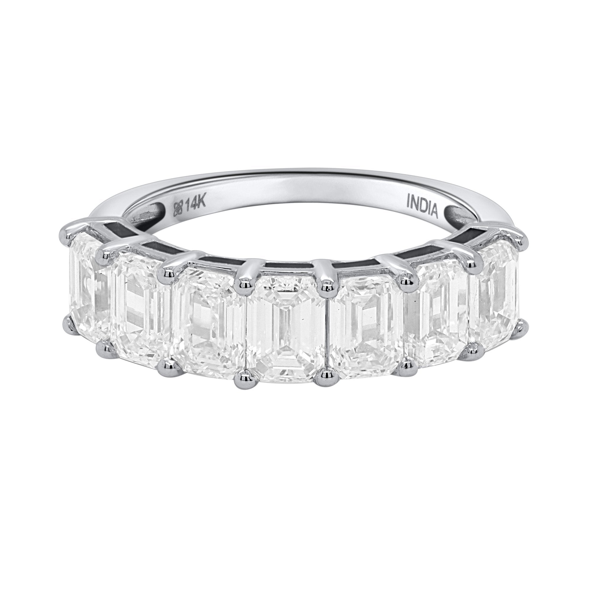 14K 3CTTW Lab Grown Emerald Cut Diamond Anniversary Ring