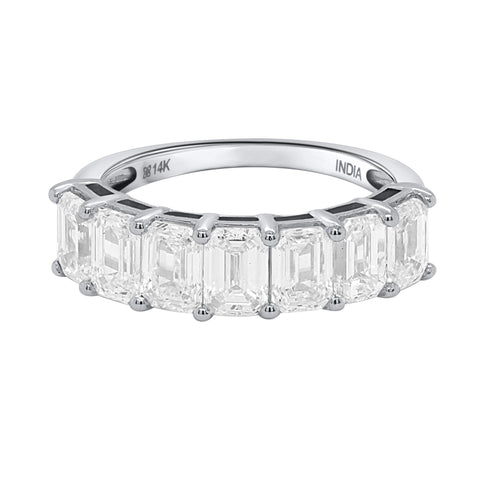 14K 3CTTW Lab Grown Emerald Cut Diamond Anniversary Ring