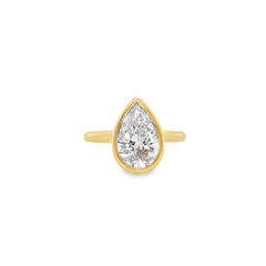 14K YELLOW 2.25 LAB GROWN PEAR DIAMOND ENGAGEMENT RING