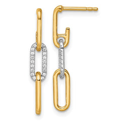 14K Two-tone 1/5 carat Diamond Paperclip Link Dangle