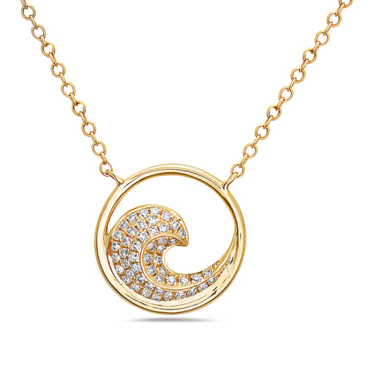 14K YELLOW GOLD GOLD DIAMOND WAVE NECKLACE 1/2CT.