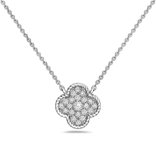 14 Karat  Gold Clover Diamond Necklace