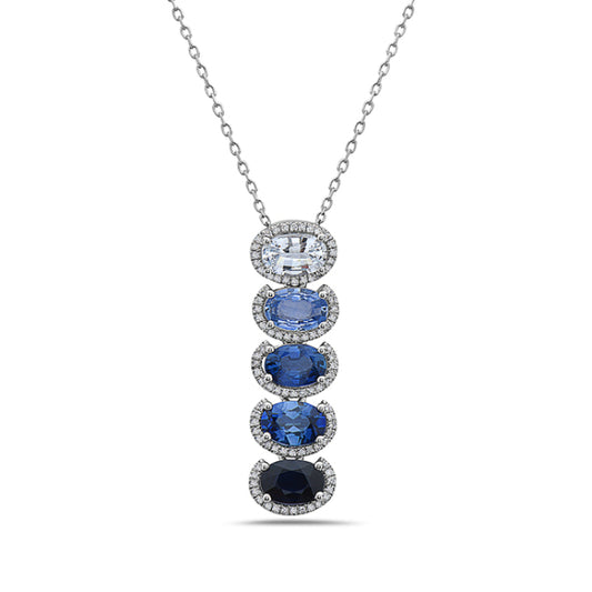 14K SAPPHIRE DIAMOND NECKLACE