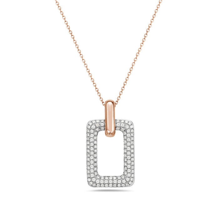 14K Rose Gold Diamond Pave Necklace