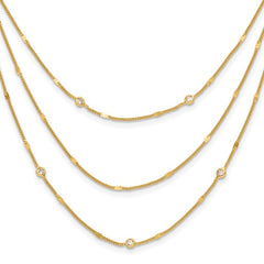 Sterling Silver Gold-tone CZ 3 Layer Necklace - Crestwood Jewelers